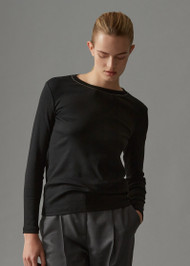 Fabiana Filippi Long Sleeve Jersey T-Shirt in Black