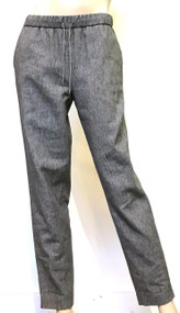 Fabiana Filippi Cotton Linen Elasticated Trousers in Grey, Size 44