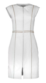 Susan Bender Cap Sleeve Contrasting Stitch Denim Dress in Cream, Size 4