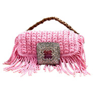 Gedebe Mia Crochet Fringed Bag in Pink