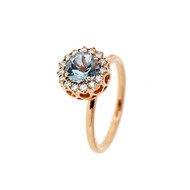 Selim Mouzannar Beirut Ring in 18K Pink Gold Set with Diamonds and Aquamarine