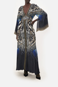 Camilla Kimono Sleeve Dress With Shirring Detail in Knight Of The Wild