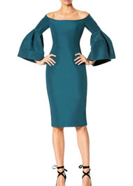 *PRE-ORDER* Carolina Herrera Carrie Bell Sleeve Dress in Peacock