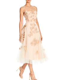 *PRE-ORDER* Carolina Herrera Caroline Embroidered Tulle Sleeveless Dress in Blush