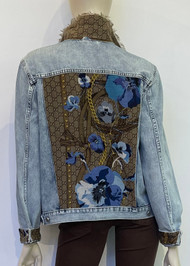 Designer Embellished Denim Jacket - Rodeo Floral Bleu, X-Large