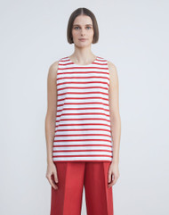 *COMING SOON* Lafayette 148 New York Classic Cotton Stripe Sleeveless Top in Flame Multi