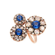 *PRE-ORDER* Selim Mouzannar Beirut Rosace 18K Pink Gold Blue Sapphire Ring with Diamonds