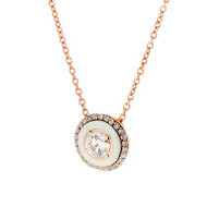 *PRE-ORDER* Selim Mouzannar Mina 18K Pink Gold Ivory Enamel Pendant Necklace with Diamonds (8.25mm)