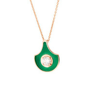 *PRE-ORDER* Selim Mouzannar Fish For Love 18K Pink Gold Green Enamel Diamond Pendant Necklace (12mm)