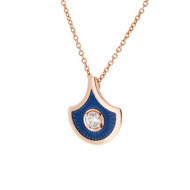 *PRE-ORDER* Selim Mouzannar Fish For Love 18K Pink Gold Navy Blue Enamel Diamond Pendant Necklace (10mm)