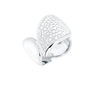 Tamara Comolli 18K White Gold Signature Wave Ring with Diamond Pave
