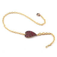*EXCLUSIVE EVENT* Sylva & Cie. 18K Yellow Gold and Sterling Silver Ruby Heart Double Wrap Bracelet