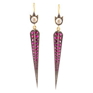 *EXCLUSIVE EVENT* Sylva & Cie. 18K Yellow Gold and Sterling Silver Ruby Spike Earrings