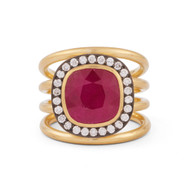 *EXCLUSIVE EVENT* Sylva & Cie. 18K Yellow Gold Ruby Spiral Ring, Size 7 1/4