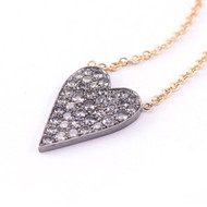 *EXCLUSIVE EVENT* Sylva & Cie. 18K Yellow Gold and Sterling Silver Grey Diamond Ten Table Heart Pendant Necklace, 18"