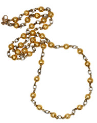 *EXCLUSIVE EVENT* Sylva & Cie. 18K Yellow Gold and Sterling Silver Textured Gold Bead Necklace, 32"
