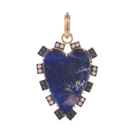 *EXCLUSIVE EVENT* Sylva & Cie. 18K Yellow Gold Sodalite and Blue Sapphire Diamond Heart Pendant