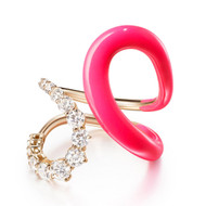 *PRE-ORDER* Melissa Kaye 18K Pink Gold Jane Diamond Ring with Neon Pink Enamel