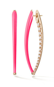 *PRE-ORDER* Melissa Kaye 18K Pink Gold Cristina Pavé Diamond Earrings with Neon Pink Enamel, Large
