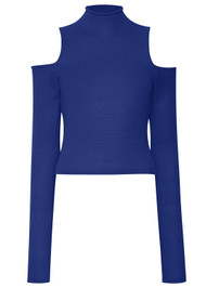 Lapointe Airy Cashmere Silk Fitted Cut Out Top in Indigo