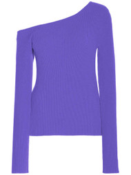 Lapointe Matte Viscose One Shoulder Long Sleeve Sweater in Lilac, Size Small
