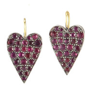 *EXCLUSIVE EVENT* Sylva & Cie. 18K Yellow Gold and Sterling Silver Reclaimed Ruby Heart Earrings