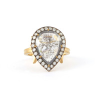 *EXCLUSIVE EVENT* Sylva & Cie. 18K Yellow and White Gold Pear Shape Rough Diamond Ring, Size 7