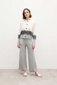 Iris Von Arnim Fiore Oversized Cashmere/Silk Crewneck Cardigan in Flannel/Platinum