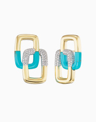 *JEWELRY EVENT* Emily P. Wheeler 18K Yellow and White Gold Peggy Stud Turquoise Earrings with Diamonds