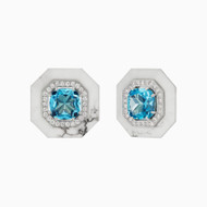 *JEWELRY EVENT* Emily P. Wheeler 18K White Gold Oversized Stud Earrings with Blue Topaz