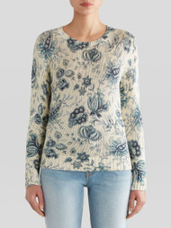 Etro Graphic Print Silk and Linen Sweater in White