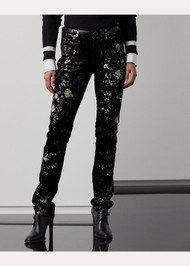 Ralph Lauren Embellished 160 Slim Denim Jeans in Opulent Black
