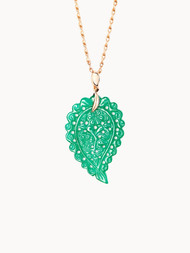 *JEWELRY EVENT* Tamara Comolli 18K Rose Gold Medium India Leaf Green Onyx Pendant