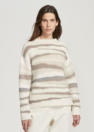Fabiana Filippi Platinum and Alpaca Sweater in Raffia/Dove Grey/Rock, Size 42