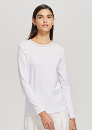 Fabiana Filippi Long Sleeve Jersey T-Shirt in White, Size 42