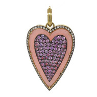 *RESERVE TODAY* Sylva & Cie. 18K Yellow Gold Pink Sapphire and Opal Heart Pendant