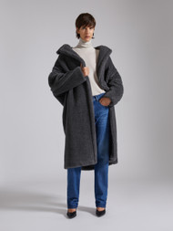 Max Mara Teddy Bear Icon Coat in Medium Grey, Size Small