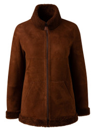 Akris Laax Shearling Jacket in Caramel, Size 10