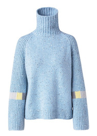 Akris Cashmere Turtleneck Pullover in Ice Blue, Size 10