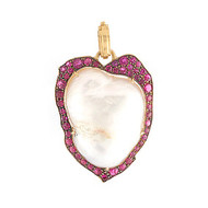 *RESERVE TODAY* Sylva & Cie. 18K Yellow Gold Natural Pearl & Ruby Pendant