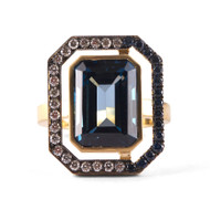Sylva & Cie. 18K Yellow Gold Blue Topaz & Sapphire Ring