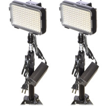Bescor XT160 Bi-Color LED On-Camera 2-Light Kit with Stands and AC Adapters