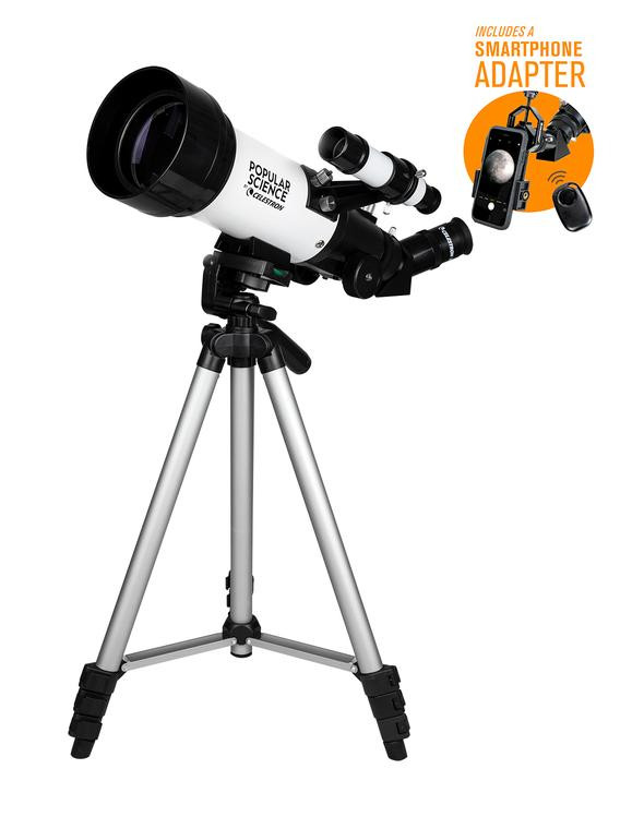 POPULAR SCIENCE BY CELESTRON TRAVEL SCOPE™ 70 PORTABLE TELESCOPE WITH  SMARTPHONE ADAPTER AND BLUETOOTH REMOTE - Berger Brothers