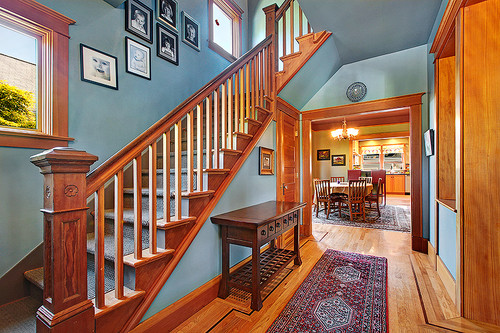 Color in Space Bungalow Dwelling Color Palette in Craftsman Hallway