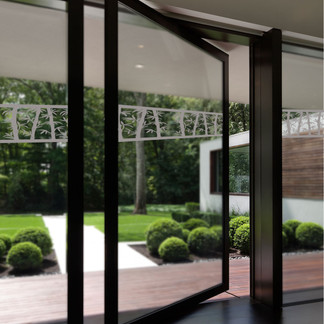 EtchedFX glass film style: Bamboo Breeze - etched film applied to sliding glass doors