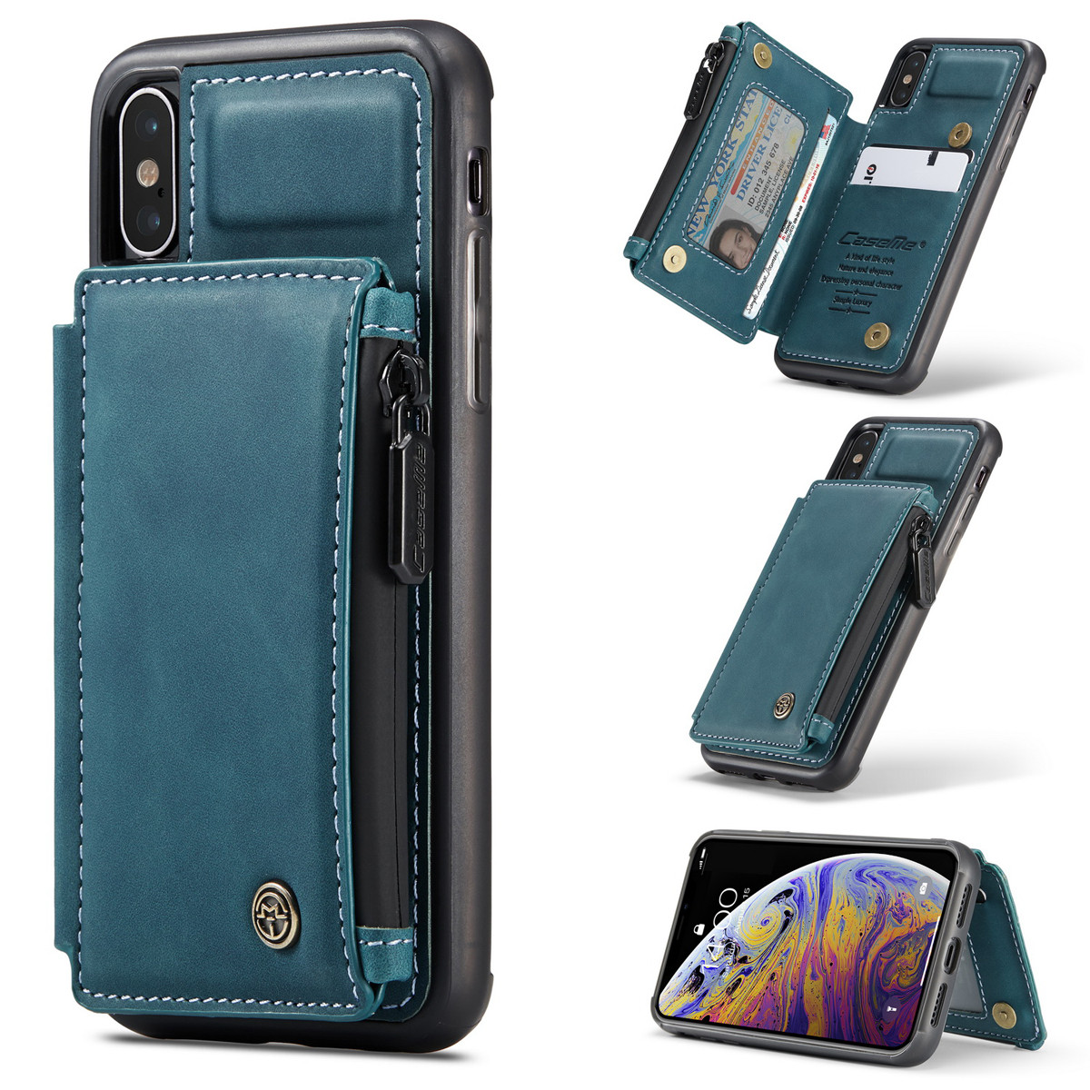 CaseMe Shockproof iPhone X Xs Leather Case Cover Zipper Wallet Apple -  myCaseCovers
