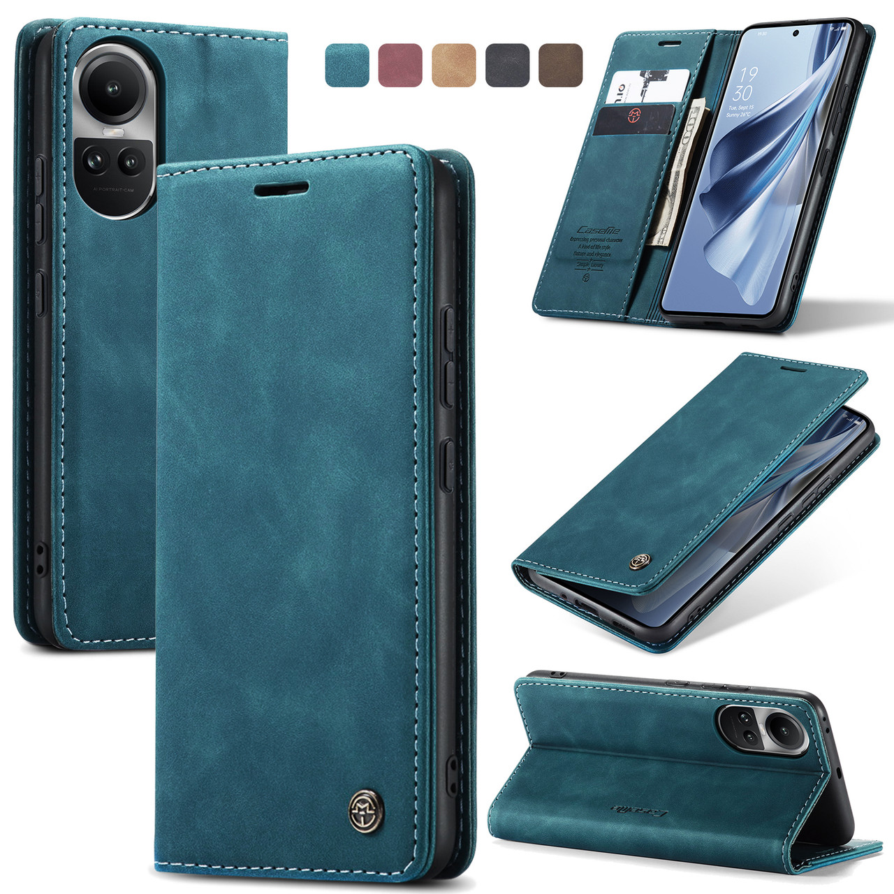 Custodia A Libro Con Portafoglio Per OPPO Reno 2 – Pelle PU Rossa Con Chiusura Magnetica E Slot Carte