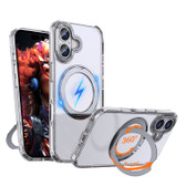 iPhone 17 Clear Back MagSafe Wireless Charging 360 Rotate Ring Stand Case Cover Apple