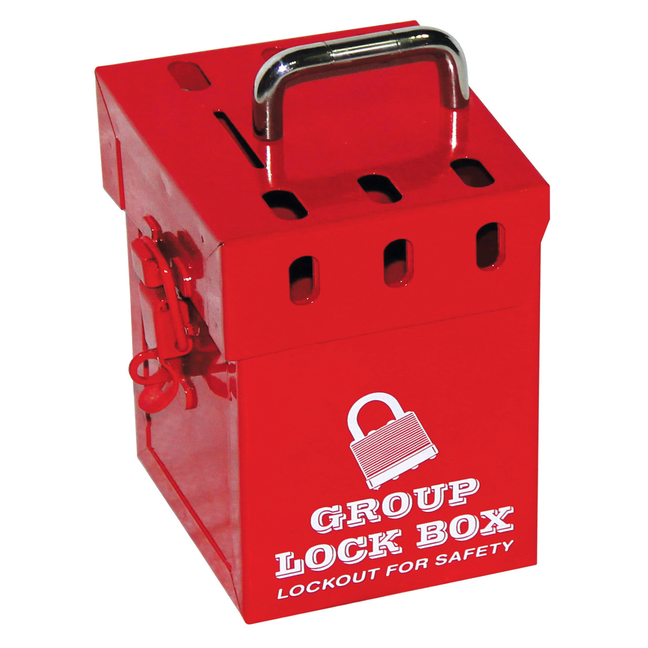 Mini Group Lockout Box, Steel, Red Lockout Tagout
