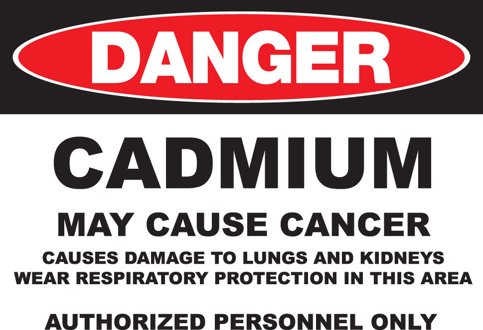 Danger Cadmium Sign, 10Hx14W Zing